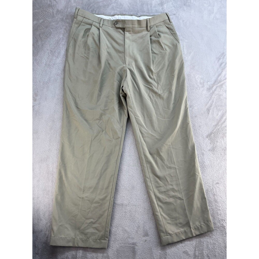 Berle Pleated Dress Pants Men's 38 Classic Beige Trousers Slacks